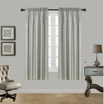 2PC MR2 SILVER SOLID SILK SEMI SHEER ROD POCKET WINDOW CURTAIN PANEL LIGHT FILTERING 55" W X 63" L EACH PC