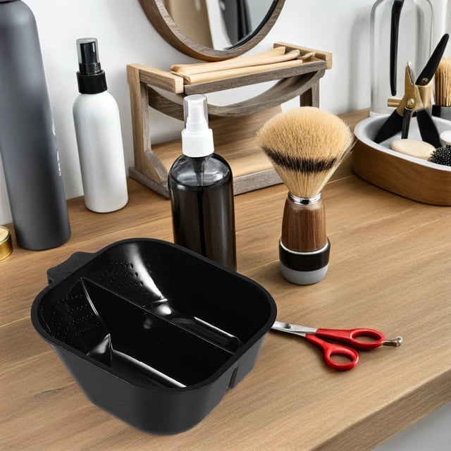 FONWILYO 2Pcs Black Plastic Hair Dye Mixing Bowl Set for Salon Use with Anti Slip Base for Precise Coloring