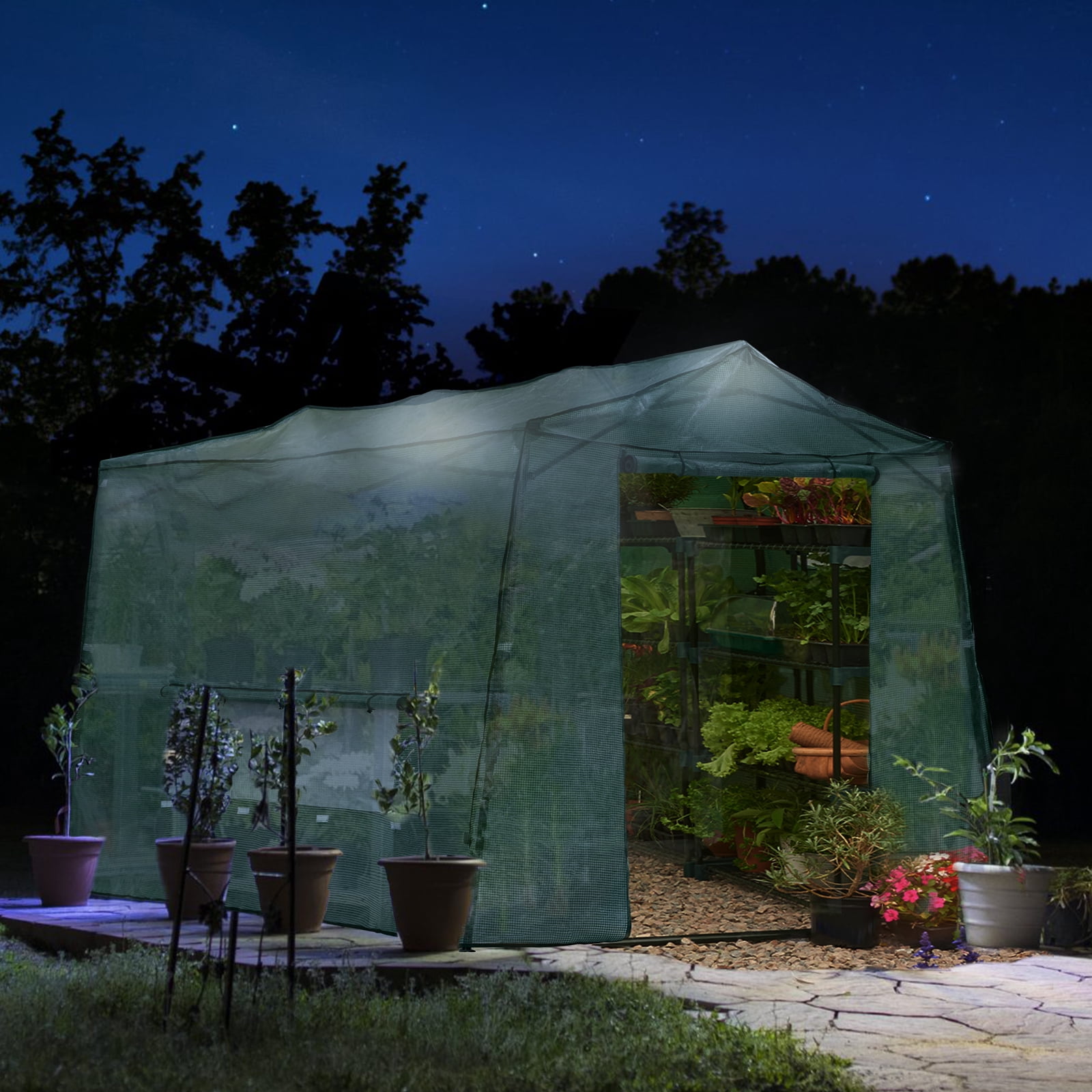 Meetleisure 6.9 FT x 8.5 FT x 7.2 FT Pop-up Outdoor PVC Greenhouse, Green