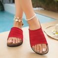 thumbnail image 3 of Rokment Cork Footbed Platform Slides Sandals for Women 2026 Summer Beach Vacation Comfortable Mesh Walking Flat Dress Slip on Slippers Wide Feet Red Size 6.5, 3 of 7