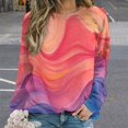 thumbnail image 2 of Colorful Marble Pattern Women's Floral Printed Sweatshirt Long Sleeve Crewneck Casual Loose Vintage Graphic Pullover Tops, 2 of 7