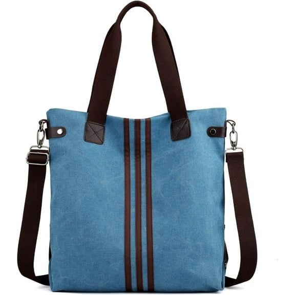 Women Stripe Tote Shoulder Handbag Canvas Top Handle Purse Satchel Handbag Work Casual Medium Zipper Shopping Crossbody Bag