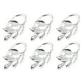 thumbnail image 2 of 6pcs Plating Leaves Napkin Rings Decorative Napkin Holders Serviette Buckles for Wedding Banquet Party (Silver), 2 of 6