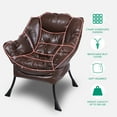 thumbnail image 2 of VIVIJASON Modern Lazy Chair Faux Leather Accent Lounge Chair with Armrests, Brown, 2 of 7