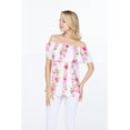thumbnail image 3 of Women's Hawaiian Off-Shoulder Ruffle Muumuu Top in Pink Hibiscus Vine M, 3 of 5