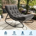 thumbnail image 4 of Indoor Outdoor Papasan Rocking Chair with Cushion, Curved Metal Frame Rocking Chair for Bedroom Living Room Porch Patio, 4 of 8