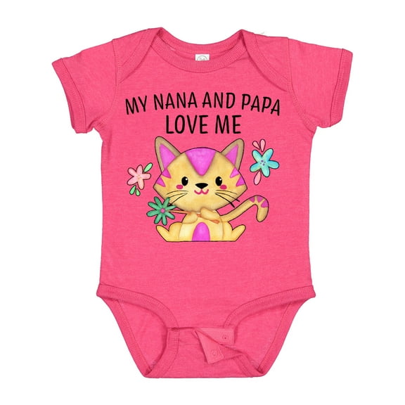 Inktastic My Nana and Papa Love Me with Cute Kitten and Flowers Boys or Girls Baby Bodysuit