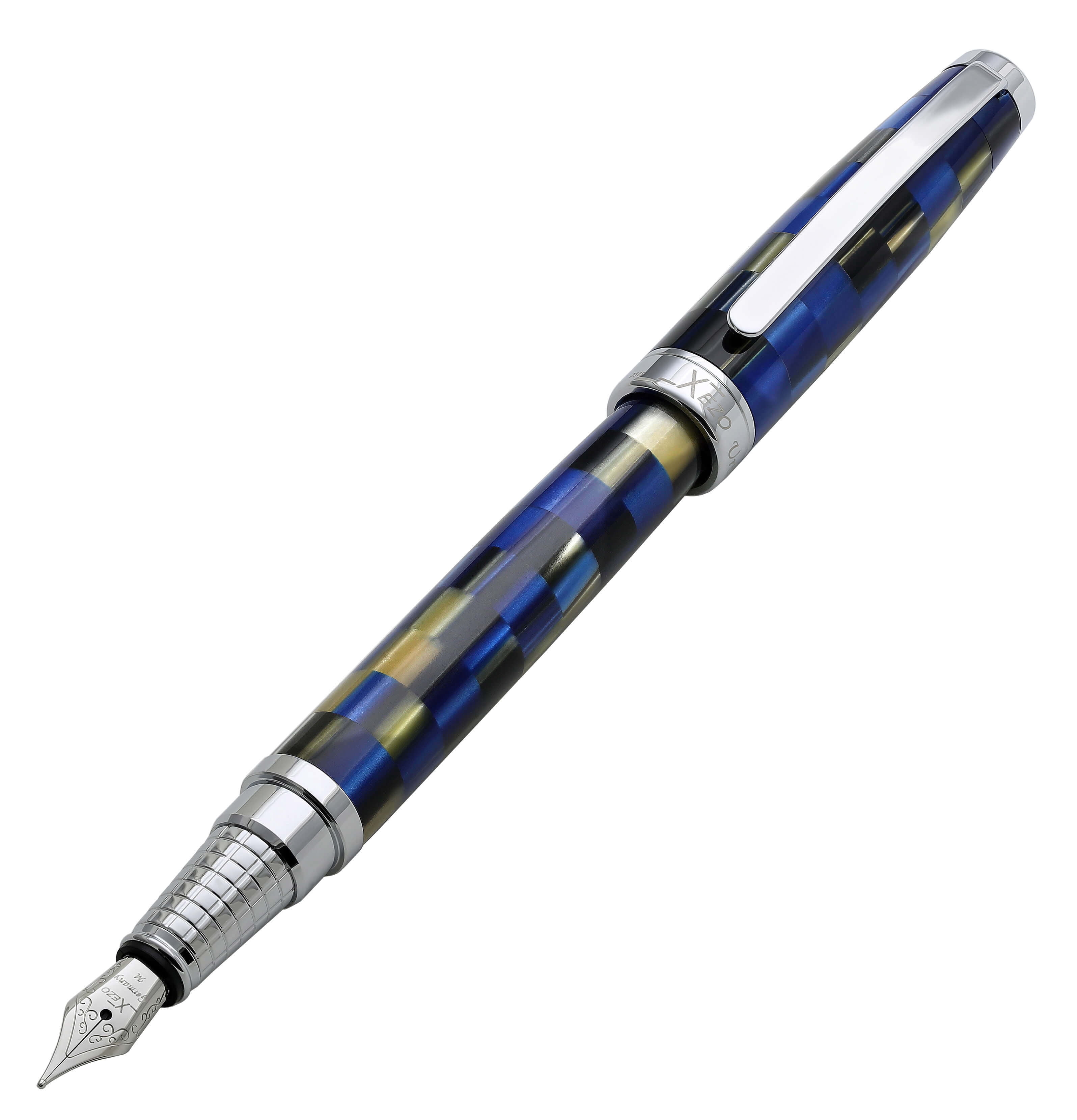 Xezo Urbanite I Acrylic  Brass Fountain Pen (Medium Nib) - Modern Blue