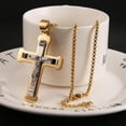 thumbnail image 3 of HZMAN Men's Jesus Stainless Steel Pendant Necklace Cross, 22 + 2 Inch Chain（Gold）, 3 of 6