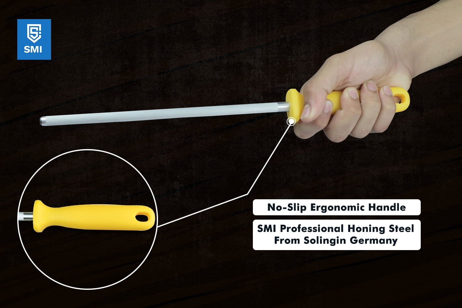 SMI 9 inch Knife Honing Steel Solingen Germany Sharpening Steel Rod Kitchen Knife Sharpener