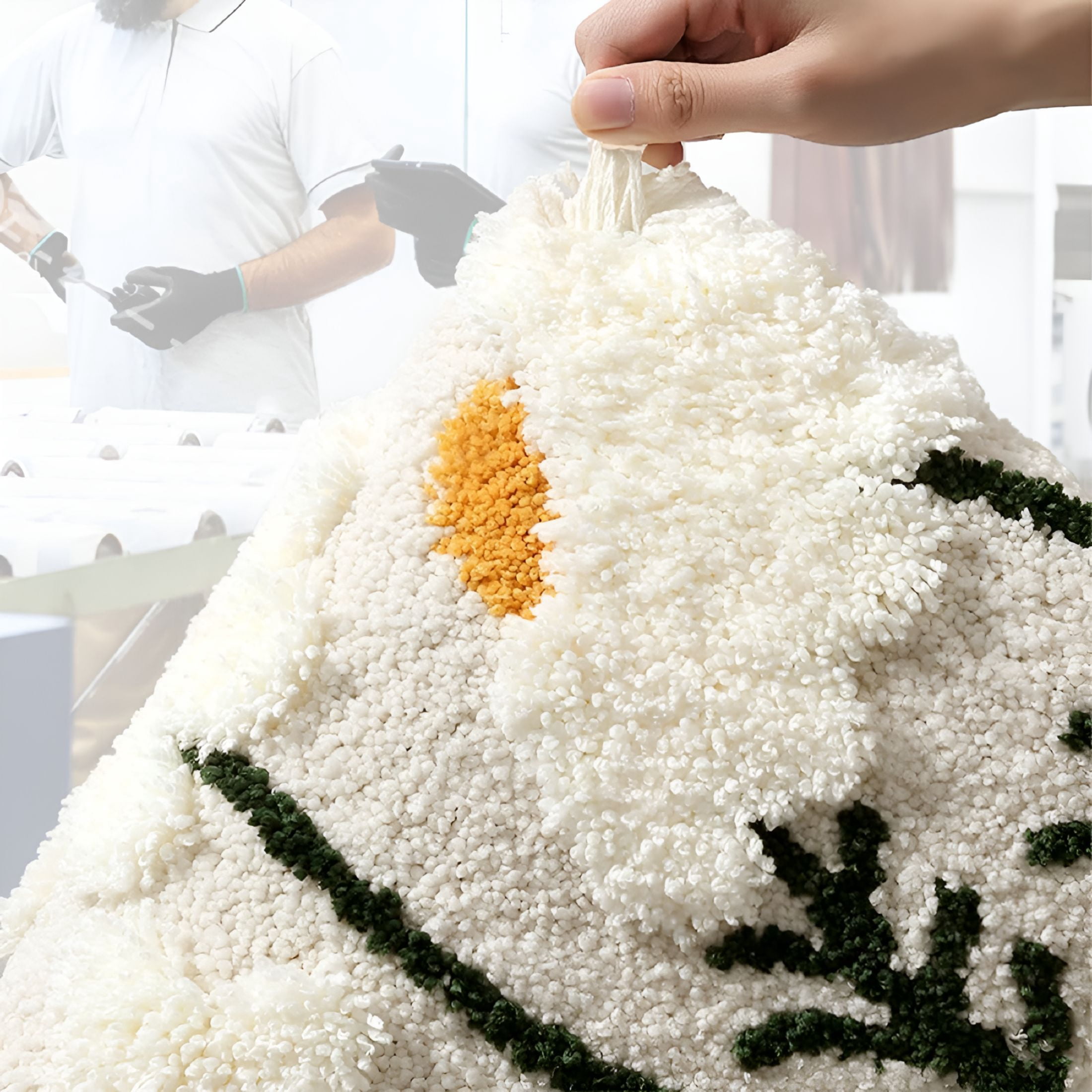 RLESO Fluffy Absorbent Flower Bathroom Rug Washable,32"X 20"Bath Mat for Bathroom Non Slip,Soft Tufted Rug Flower Bath Mat Home Decor,White Flowers