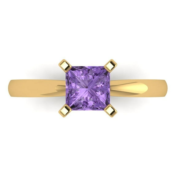 Clara Pucci 14K Yellow Gold 1ct Alexandrite Solitaire Ring for Women