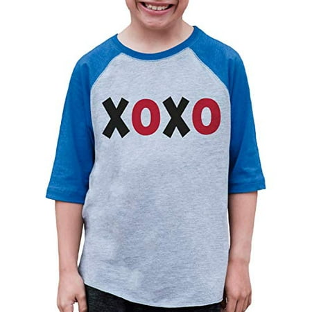 

7 ate 9 Apparel Kids XOXO Happy Valentine s Day Blue Raglan