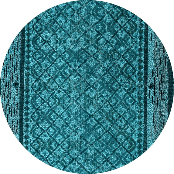 Ahgly Company Indoor Round Abstract Light Blue Modern Area Rugs, 7' Round
