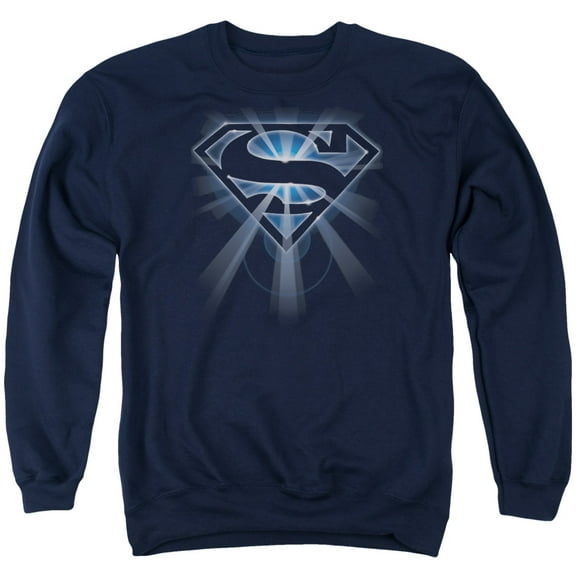 Superman Glowing Shield Adult Crewneck Sweatshirt Navy
