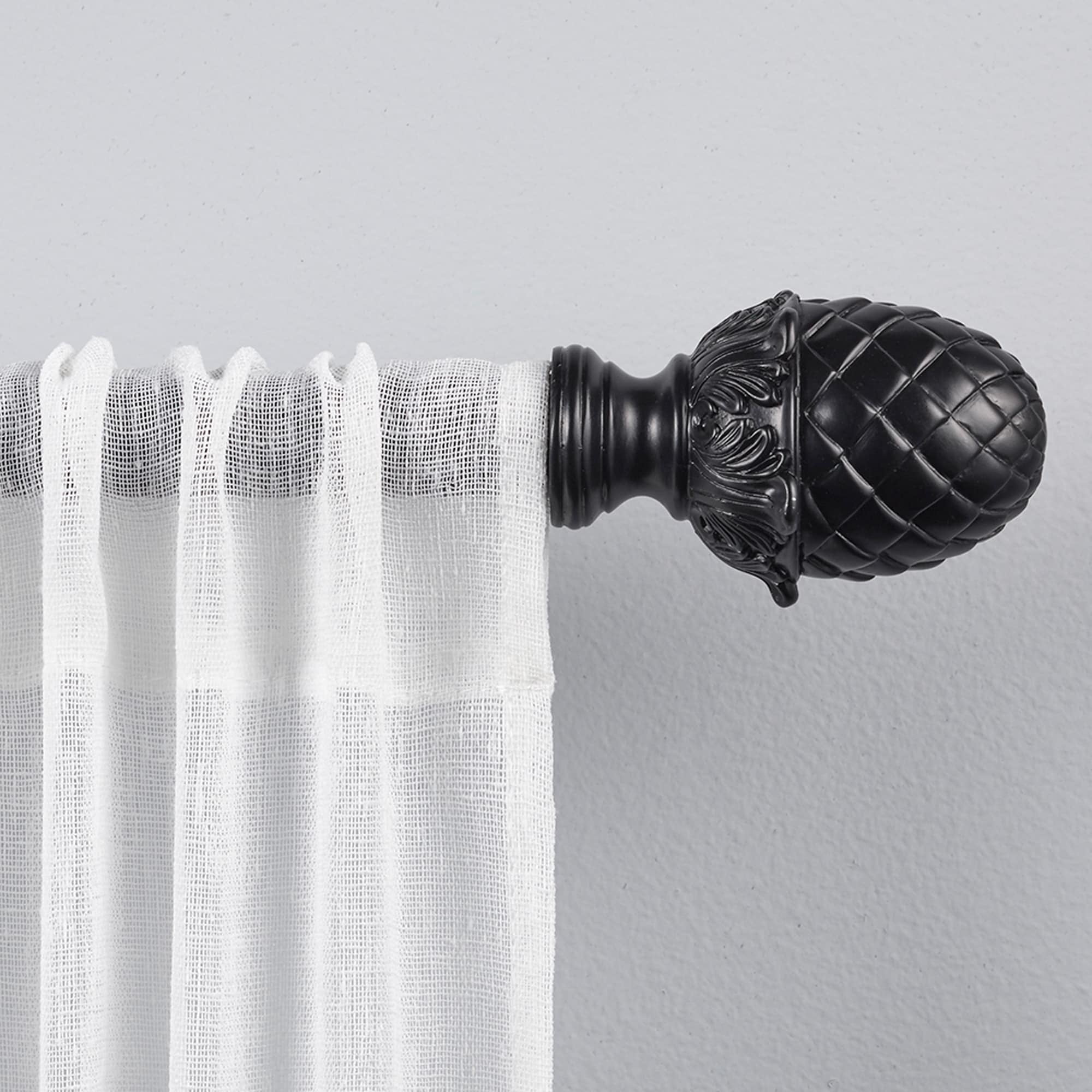 Exclusive Home Acorn 1" Curtain Rod and Coordinating Finial Set, Matte Silver, Adjustable 36"-72"