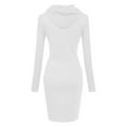 thumbnail image 4 of ibuvkizy Fall Midi Dresses for Women 2024 Clearance! Women's Drawstring Hooded Long Sleeved Casual Fashion Dress with Pocket White,M, 4 of 4