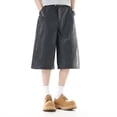 thumbnail image 6 of CONZONE Men's Baggy Pu Leather Shorts Wide Leg Streetwear Shorts for Men Trendy Elastic Waist Solid Summer Bottoms With Pockets, 6 of 9