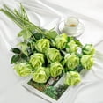thumbnail image 3 of 12PCS Artificial Silk Flowers Realistic Roses Bouquet Long Stem for Home Wedding Decoration Party (Green), 3 of 5