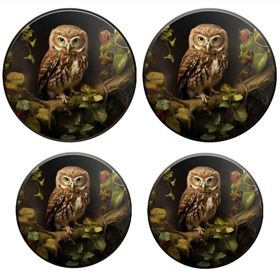 Bahomeck Electric Stove Burner Covers Set Of 4,Owl Perched On Branch Surrounded By Leaves Metal Gas Stove Burner Covers,Protecting Gas Stoves,8 Inch And 10 Inch