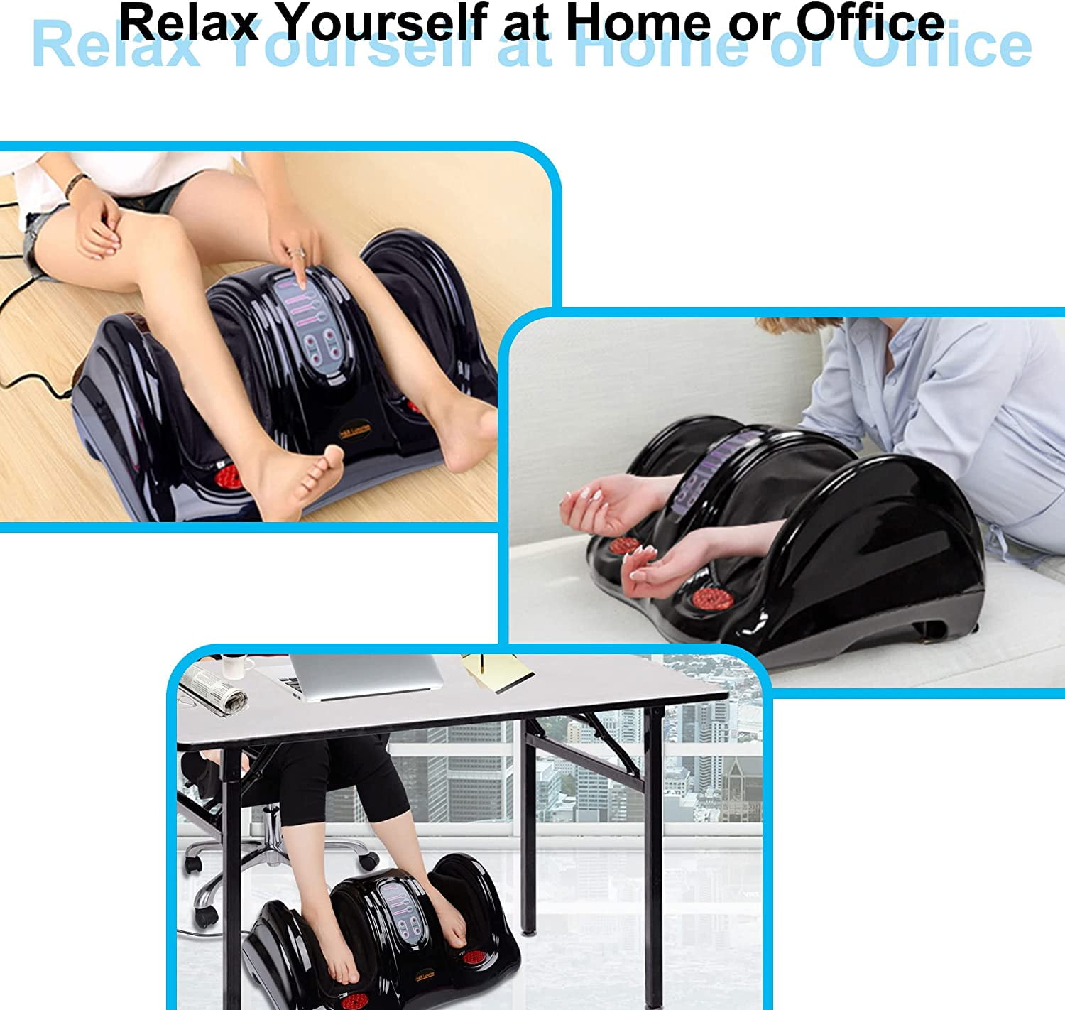 Electric Shiatsu Foot Massager with Remote for Pain Relief, Deep Kneading Rolling Feet and Calf Massager, Leg Circulation Machine for Plantar Fasciitis and Neuropathy, Men Women Gifts