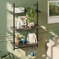 thumbnail image 2 of Bestier 38 inch Wall Mounted Floating Shelves with Towel Bar & Hooks Bookshelf in Charcoal, 2 of 10