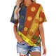 thumbnail image 1 of Blusa de Manga Corta Cuello Redondo Impreso Señoras Casual Top, Blusa Ligera de Poliéster para el Trabajo, la Fiesta Y Toda la Temporada de Uso Diario, 1 of 4