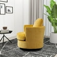 thumbnail image 3 of Swivel Accent Barrel Chair, 31.9"W Chenille Upholstered Round Accent Sofa Chair with 360 Degree Swiveling Metal Base Cozy Club Chair Leisure Arm Chair for Nursery Living Room Hotel Office, Mustard, 3 of 7
