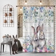 thumbnail image 3 of Shower Curtain, Easter Bunny Colorful Eggs Waterproof Shower Curtain Set with Hooks for Bathroom Showers,Stalls and Bathtubs,72x72In Flower Leaf Retro Wood Grain, 3 of 9