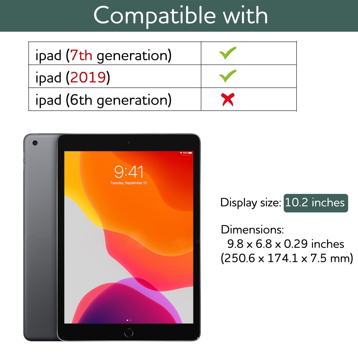 Suritch for iPad 9th/ 8th/ 7th Generation Case 10.2 Inch with Screen Protector and Pencil Holder, Magnetic Trifold Stand, Auto Sleep/Wake Cover, Green