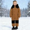 thumbnail image 5 of TEAJOPSUU Kids Toddler Snow Suit Boys Girls Lightweight Insulated One Piece Ski Suit Windproof Hooded Snowsuit Baby Jumpsuit A-Brown, 5 of 9