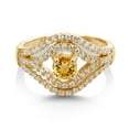 thumbnail image 2 of Gem Stone King 1.15 Ct Round Yellow Citrine 18K Yellow Gold Plated Silver Ring, 2 of 2