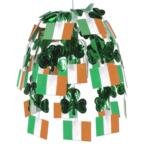 Beistle Pack of 12 Green and Orange Irish Flag and Shamrock Hanging Cascade Party Decorations 24"