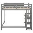 thumbnail image 3 of Royard Oaktree Full Size Loft Bed with Built-in Desk and Shelves Wood Loft Bed Frame with Guardrail and Ladder, No Box Spring Needed, Gray, 3 of 7