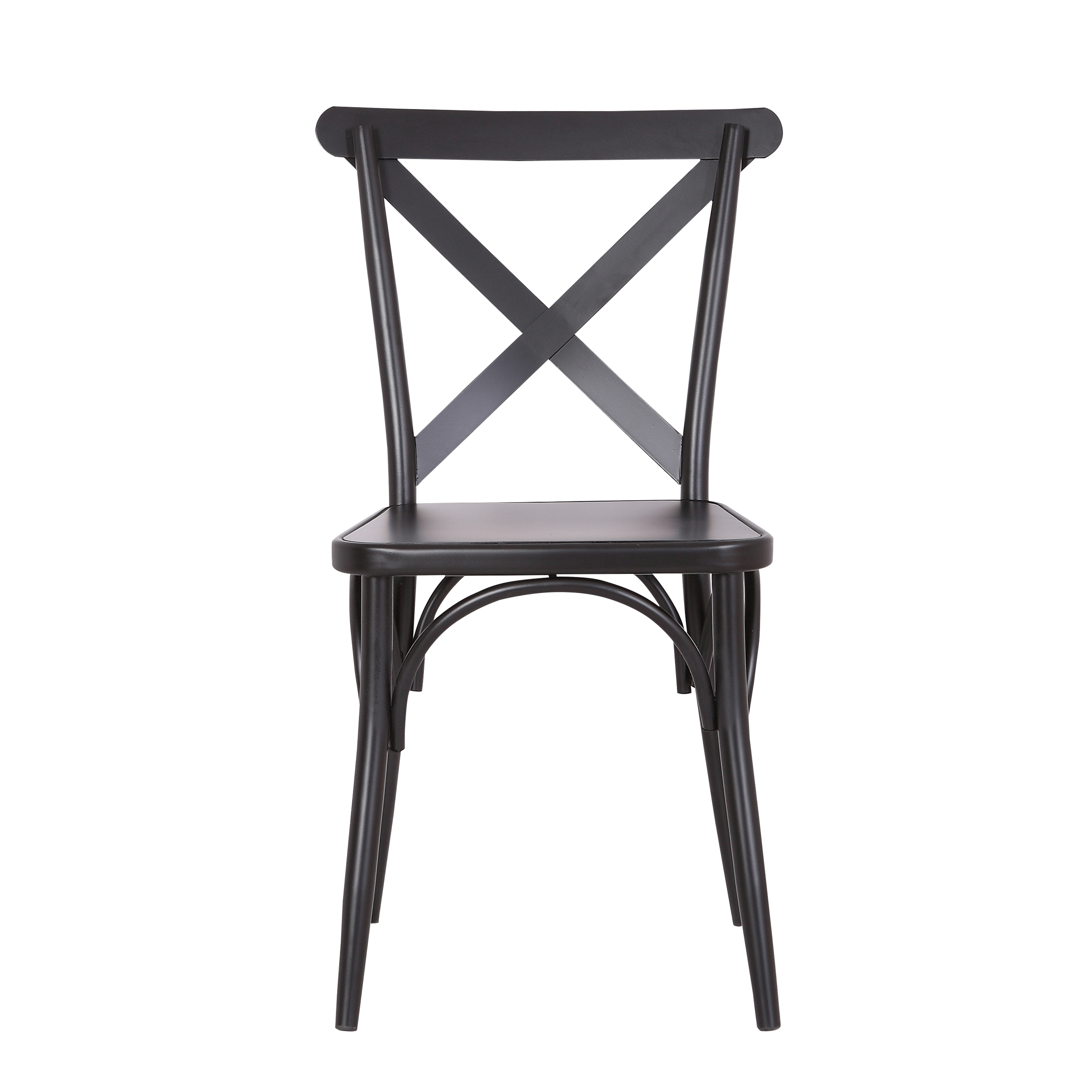 Rustic Cross Back Metal Modern Farmhouse Dining Chair, Matte Black