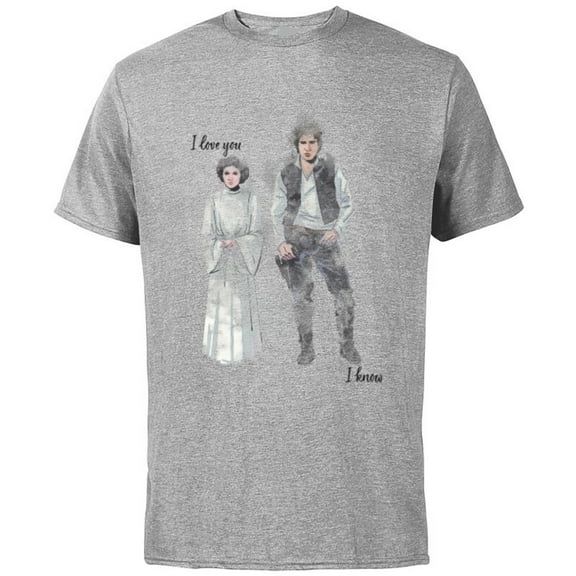 Star Wars Princess Leia Han Solo Valentine’s Wedding Love - Short Sleeve Cotton T-Shirt for Adults - Customized-Athletic Heather