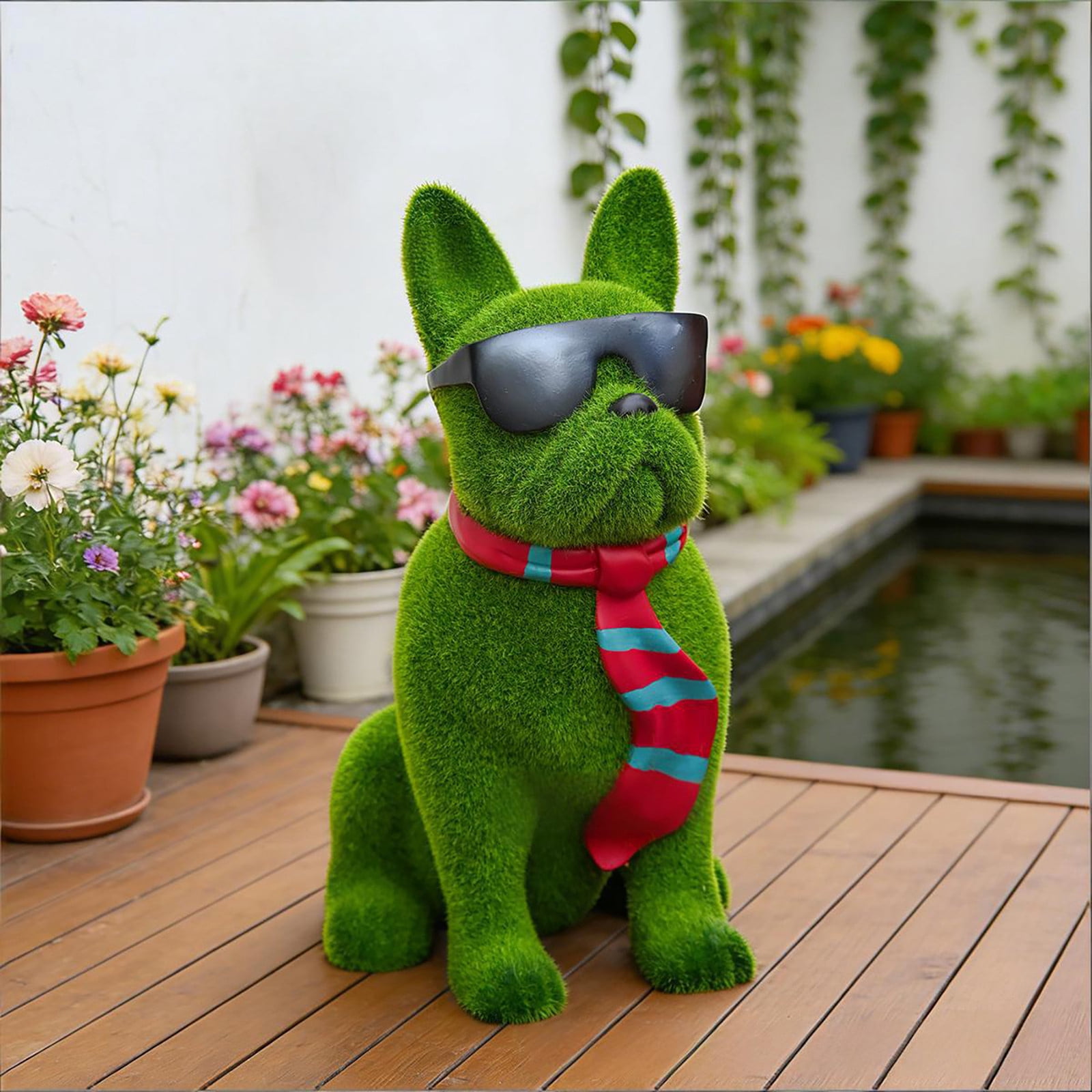 Resin Dog Garden Statue, Cute Green Decor Figurine, Ideal Gift for Outdoor Yard Art Patio Home Garden Displays