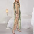 thumbnail image 4 of Kll Hardwood Print Women'S Long Sleeve Pajamas With Pants Sleepwear Loungewear 2 Set-Medium, 4 of 9