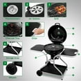 thumbnail image 3 of Kettle Charcoal Grill with 2 Side Tables, Storage Shelf, Upgraded Ash Catcher, Thermometer, Air Vents, Outdoor Cooking Barbecue Grill with Wheels, 3 of 9