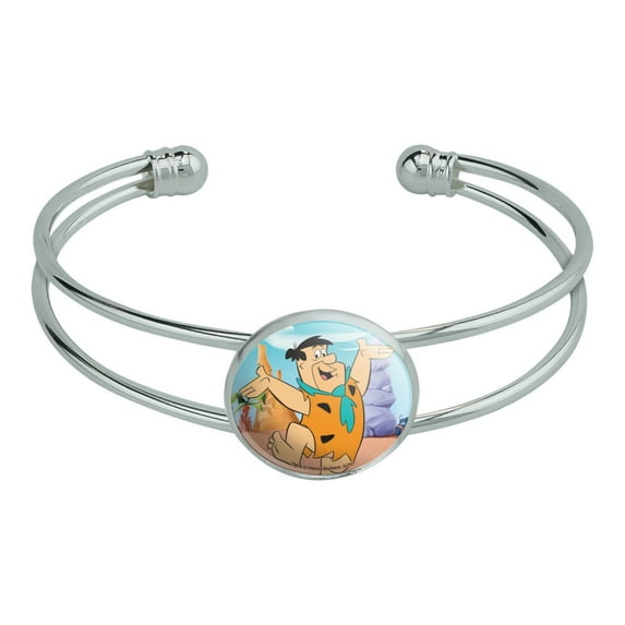 The Flintstones Fred Character Novelty Silver Plated Metal Cuff Bangle Bracelet
