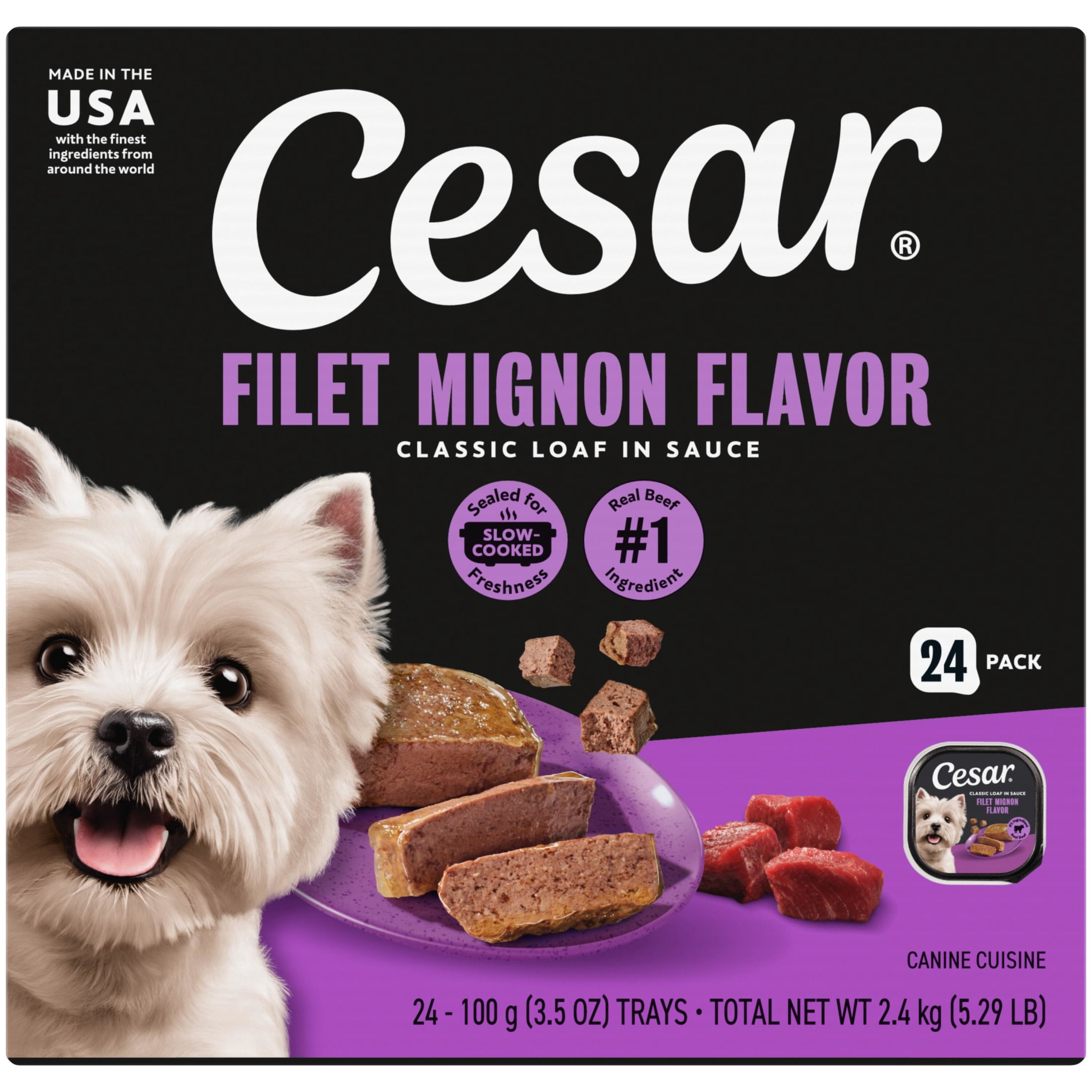 Cesar Classic Loaf in Sauce Filet Mignon Flavor Wet Dog Food, 3.5