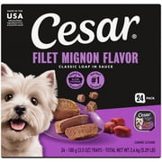 Cesar Classic Loaf in Sauce Filet Mignon Flavor Adult Wet Dog Food, 3.5 oz Easy Peel Trays, 24 Ct.
