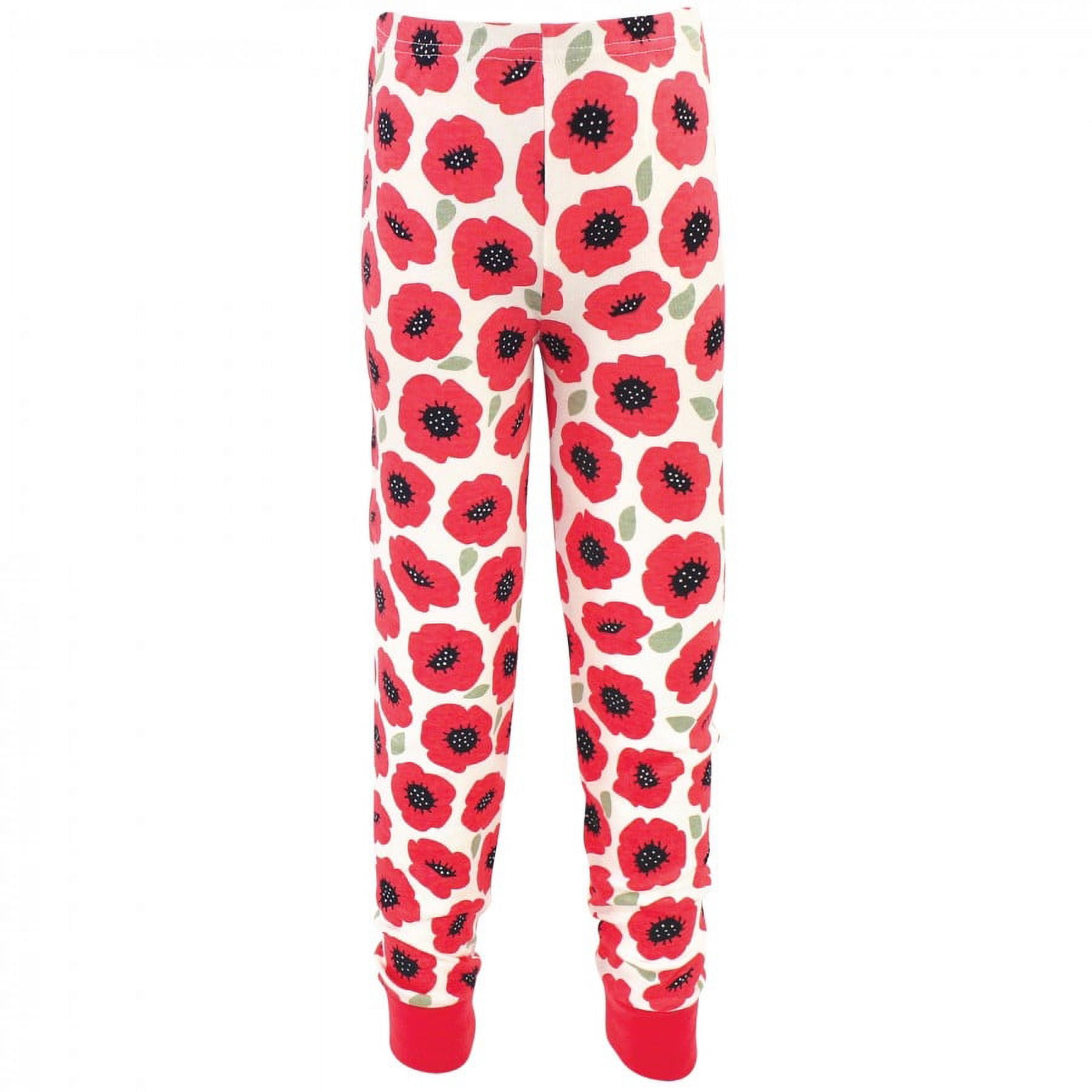 Touched by Nature Toddler and Kids Girl Organic Cotton Tight-Fit Pajama Set, Poppy, 14 Years