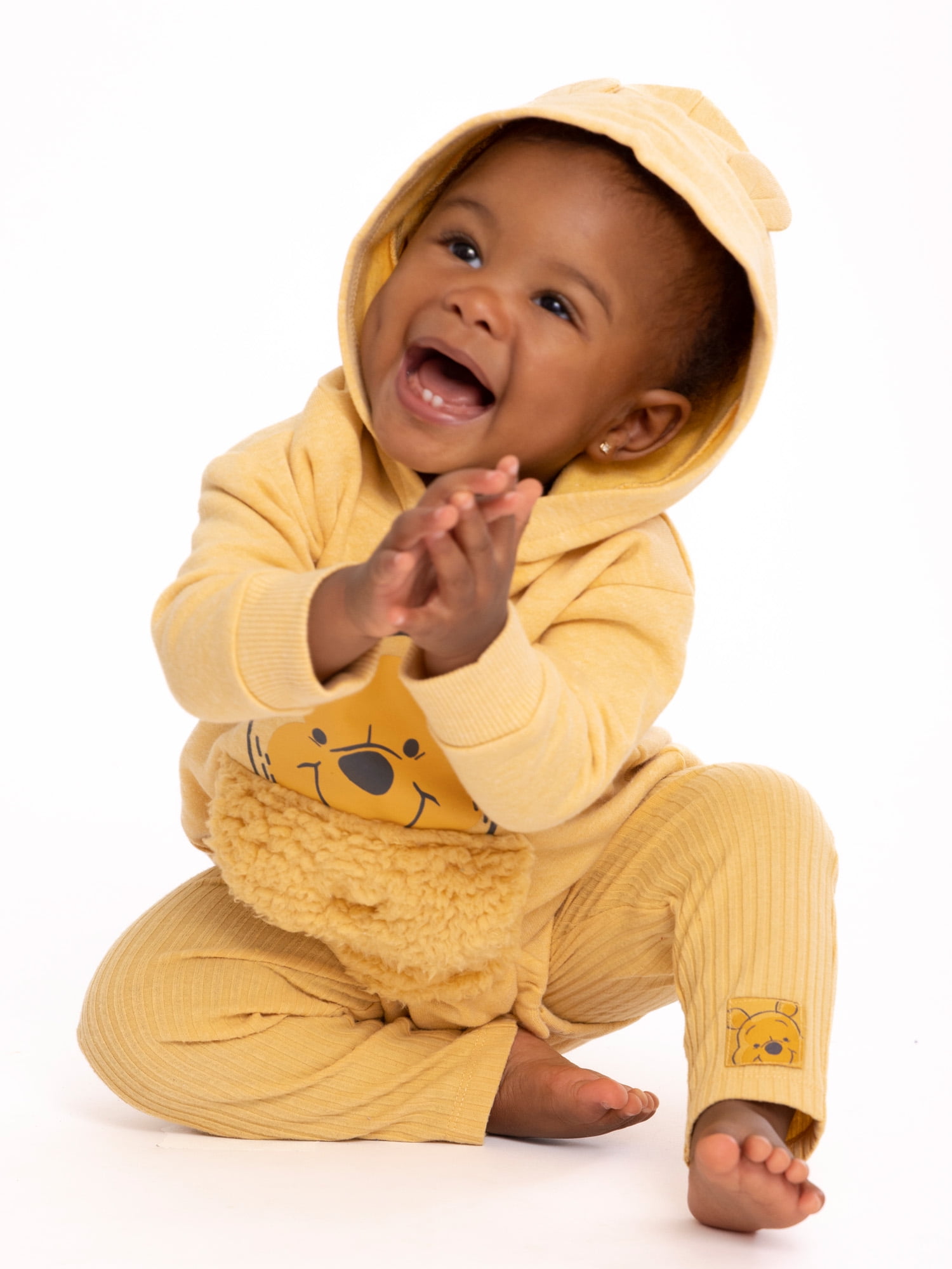 Disney Winnie The Pooh Newborn Baby Boys Hooded Bodysuit and Pants, 2-Piece Outfit Set, Sizes 0/3 Months - 24 Months