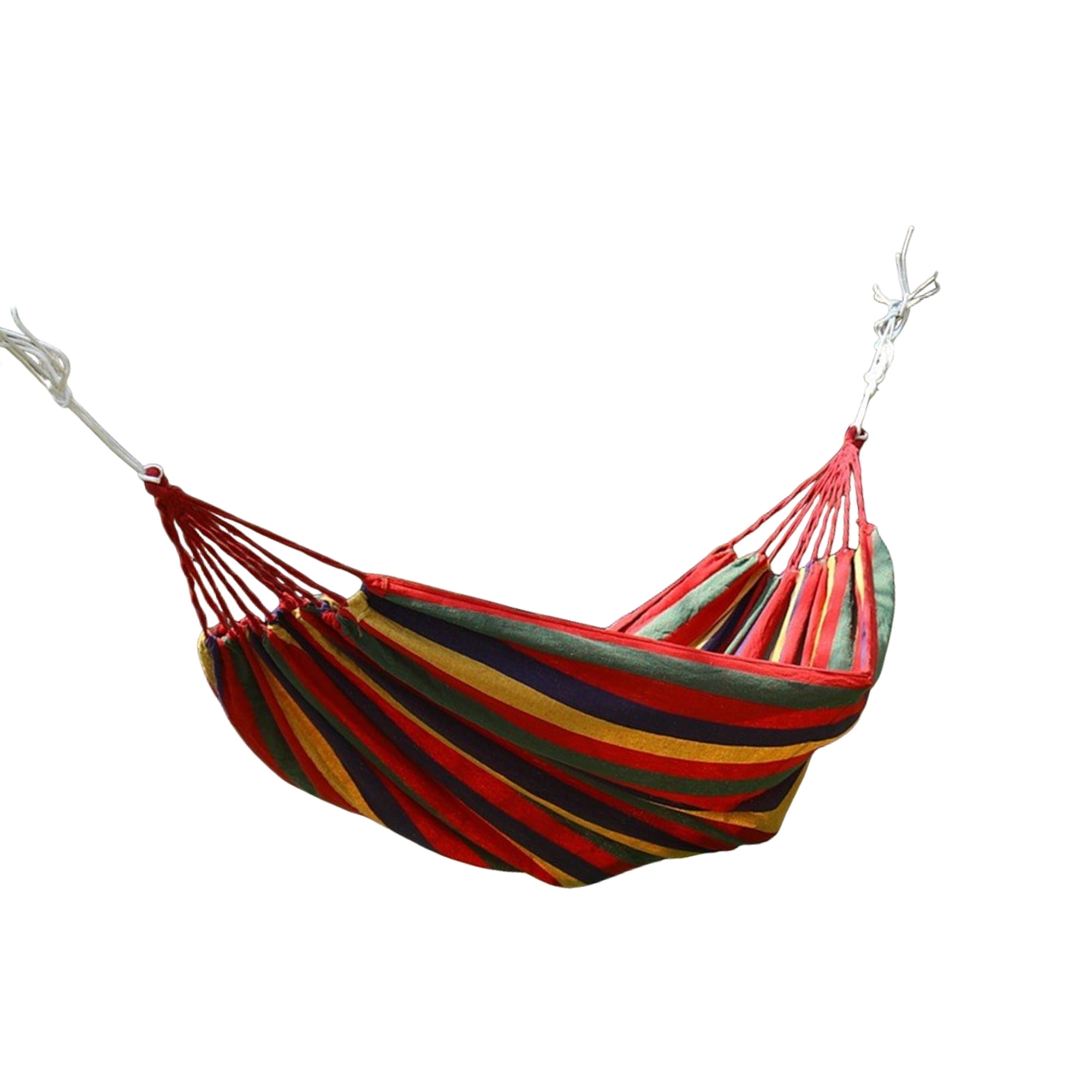 Unique Bargains 1 Pc No Stick Double Hammock for Outdoor Red Green Yellow 102.36" Length