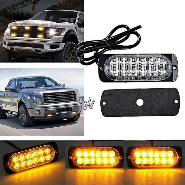 12 Uds. Función de sincronización Ultra delgadas luces estroboscópicas intermitentes de montaje en superficie de 12 LED para camión, coche, vehículo, Mini cabeza de luz de parrilla, baliza de emergen