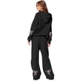 thumbnail image 2 of Bow Sweatpants Set for Women Bow Sweat Sets Womens Sweatsuits 2 Piece Set Comfort Bow Hoodie Wide Leg Sweatpants Set Athleisure Sweatset Cute Matching Sweat Sets, Black-L, 2 of 6
