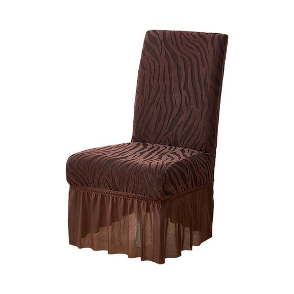 Chair Covers Total Coverage Hotel Chair Covers Coffee Brown Jacquard Thickened Elastic Unified Dining Chair Slipcovers with Flared Skirt for Decorative Protection Hotel Chair Covers