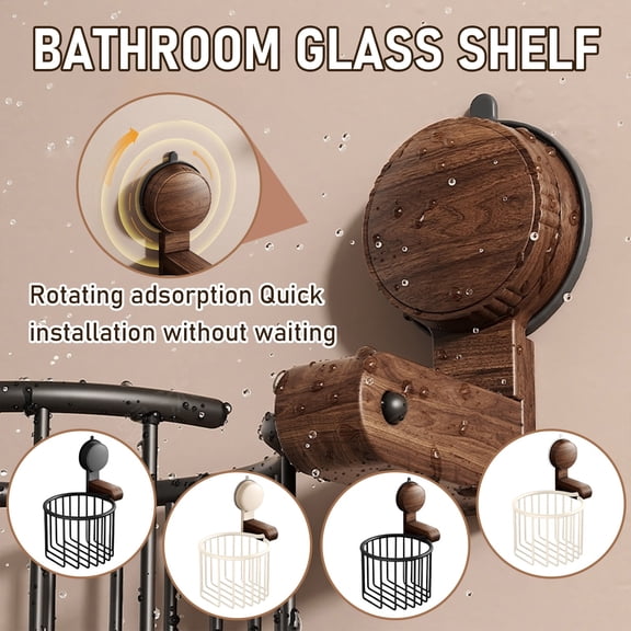 Wall Mounted Toilet Paper Holder with Storage Shelf,Punch-Free Bathroom Tissue Box Cover,Waterproof Napkin Dispenser for Washroom-Black-B