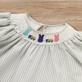 thumbnail image 5 of ZEHJUHAN Toddler Girls' Bunny Floral Dress, Checkered Pattern Bubble Sleeve A-Line Dress with Lace Trim Purple，3-6M, 5 of 10